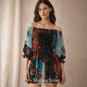 Boston Proper Hale Bob Floral Velvet Burnout Mini Dress | Large | NWT